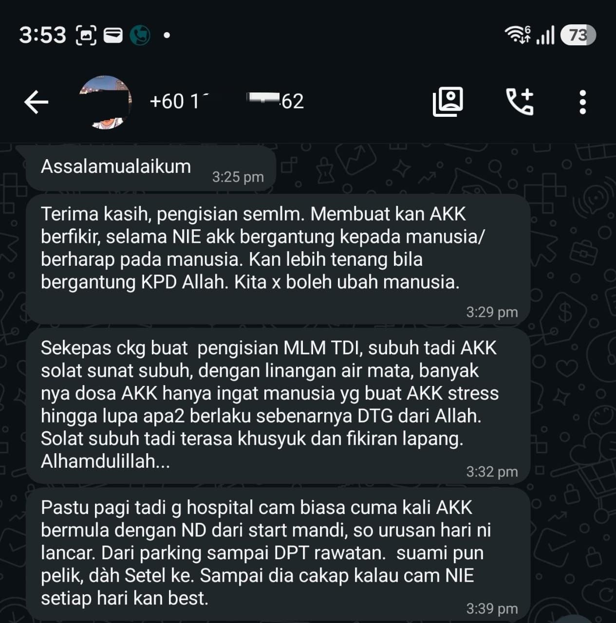 Testimoni pengisian video terapi