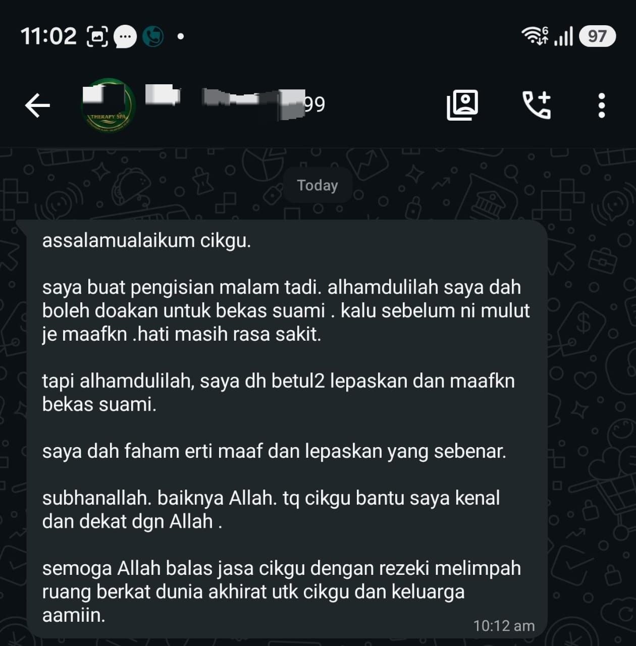 Testimoni pengisian video terapi