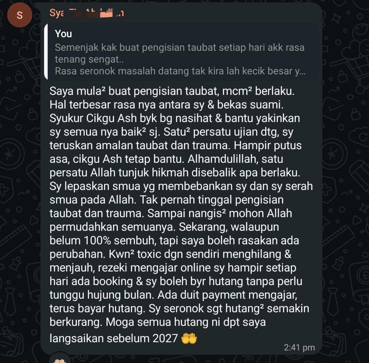 Testimoni Pengisian Taubat