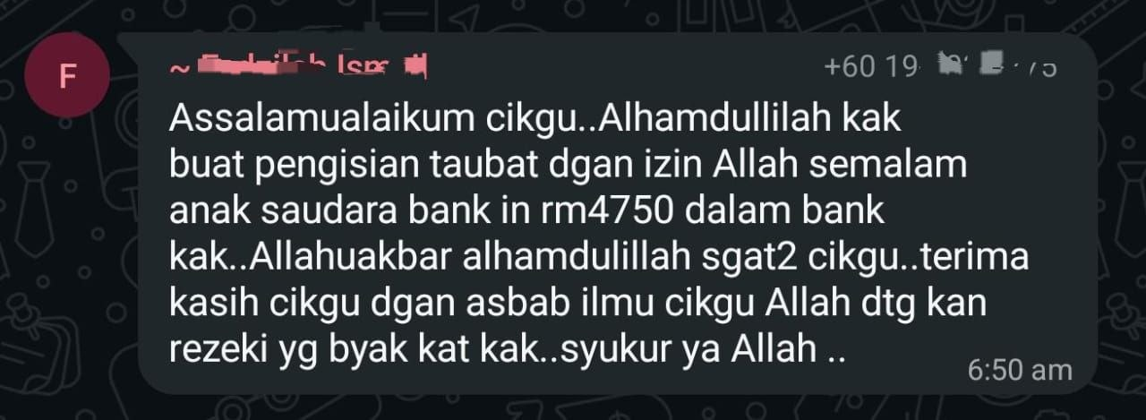 Testimoni Pengisian Taubat